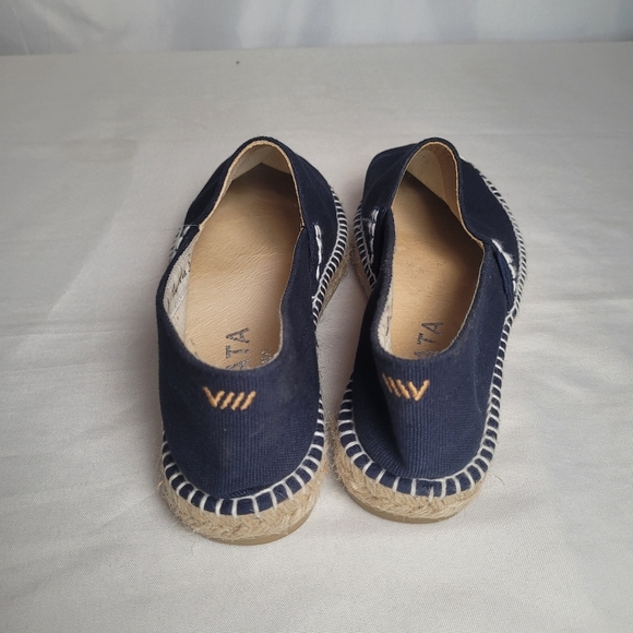 Viscata Barceloneta Handmade In Spain Espadrille Canvas Flat Shoe Navy 38/7.5 - Picture 5 of 10